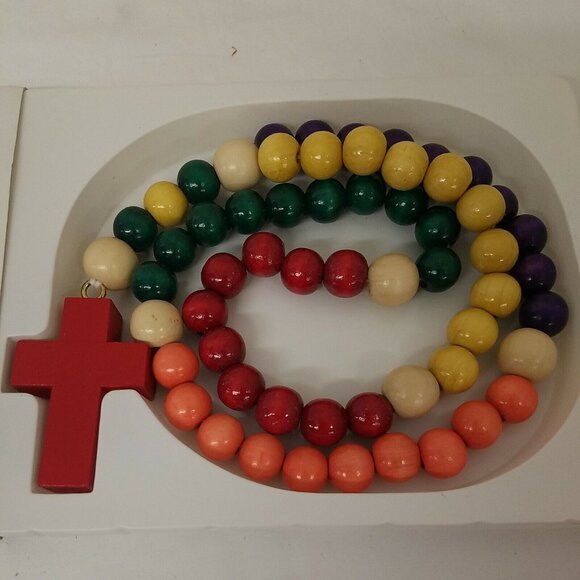 Malco My First Rosary Wooden Rosary Beads Multi-color Rainbow - Picture 2 of 4